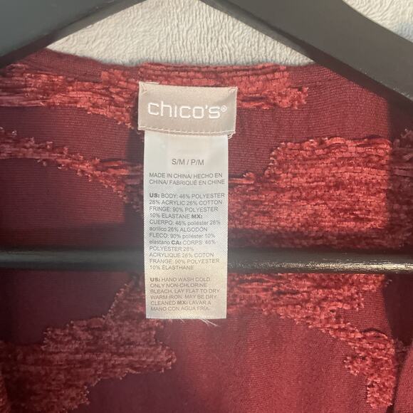 Chico's Chenille Floral Jacquard Wrap Kimono Jacket Women's size S/M M Fringe - Picture 3 of 4